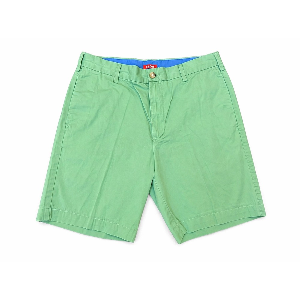 IZOD Mens Saltwater Chino Shorts Mint Green Flat Front Size 32‎